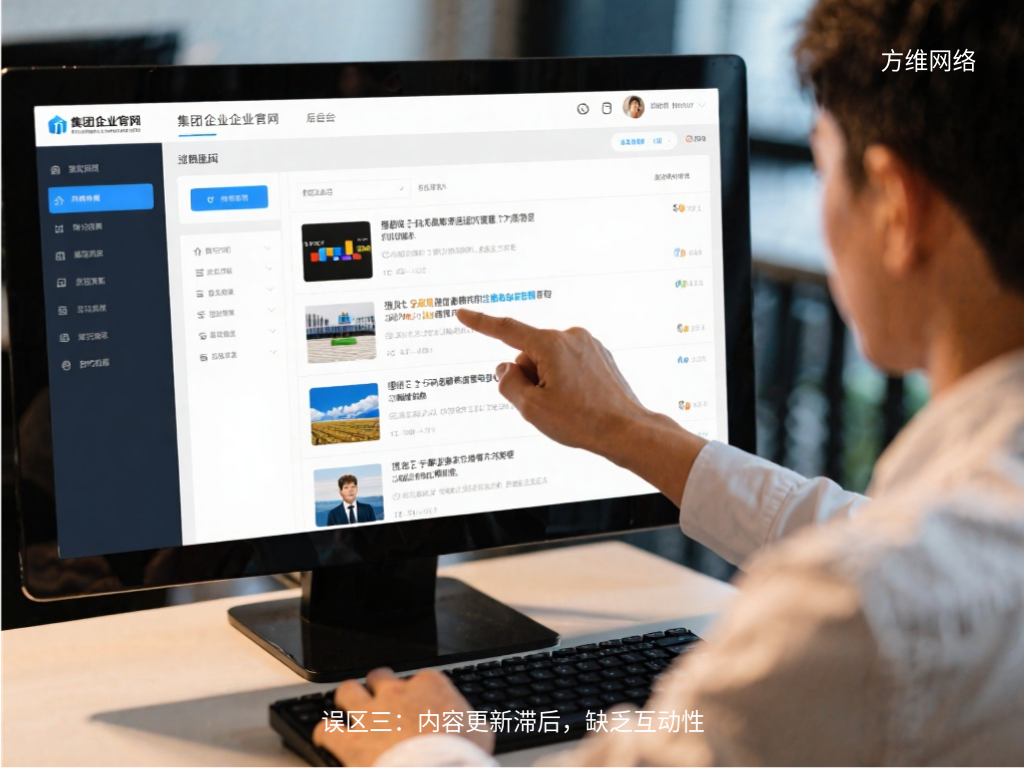 誤區(qu)三：內(nei)容更新(xin)滞後(hou)，缺乏互動(dòng)性